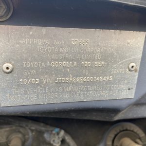 Car Wreckers - Toyota Corolla 2004