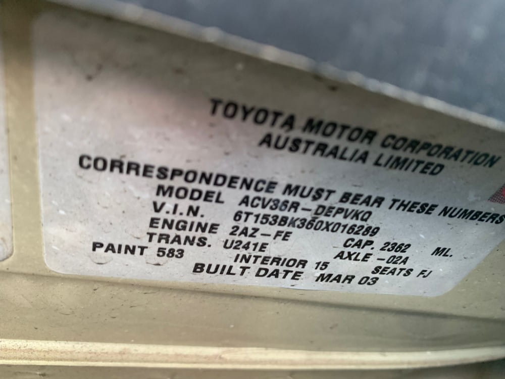 car wreckers toyota camry 2003