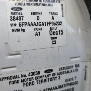 Ford Territory 2015 White Auto Diesel