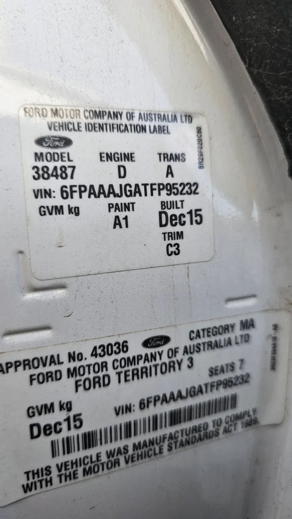 Ford Territory 2015 White Auto Diesel